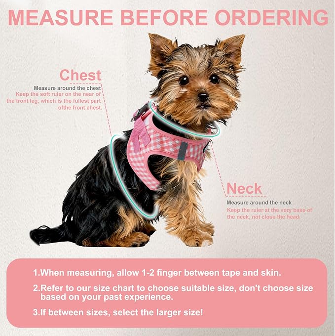 AIITLE Step in Medium Dog Harness and Leash Set, Pet Vest, Watermelon M | Breathable Mesh, Adjustable Fit, No-Pull Reflective Design, Escape Proof, for Small-Medium Dogs, Outdoor Walking, Running - Image 8