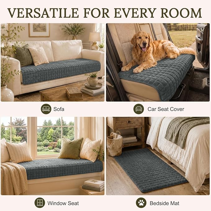 Smiry Velvet Couch Cover for Dogs, Non Slip Soft Sofa Protector for Pets | Washable Sofa Cover for Cats, Cozy Furniture Protector Against Pet Hair, Scratches, Fits Sectional Sofa(Dark Grey, 36"x88") - Image 7