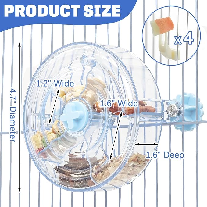 BNOSDM Bird Foraging Toy Creative Feeder Systems with Seed Food Rotating Wheel for Enrichment & Training Parrot Puzzle Toys Ideal for Small and Medium Cockatiel Parakeet Conure(Blue) - Image 3