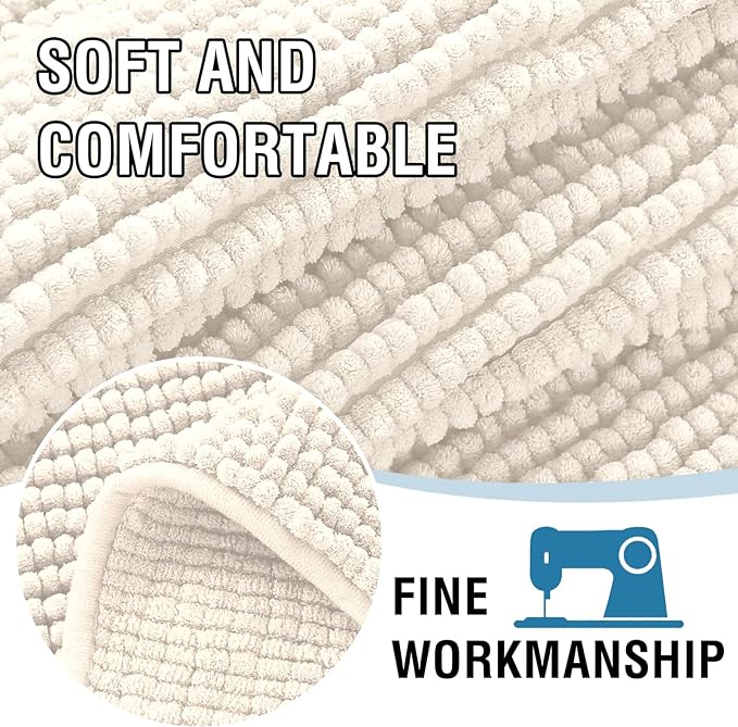 H.VERSAILTEX Plush Chenille Couch Cover for 3 Cushion Couch Anti Slip Washable Sofa Slipcovers Soft and Durable Furniture Protector for Dogs Cats Kids (27.5" x 82", Ivory) - Image 4