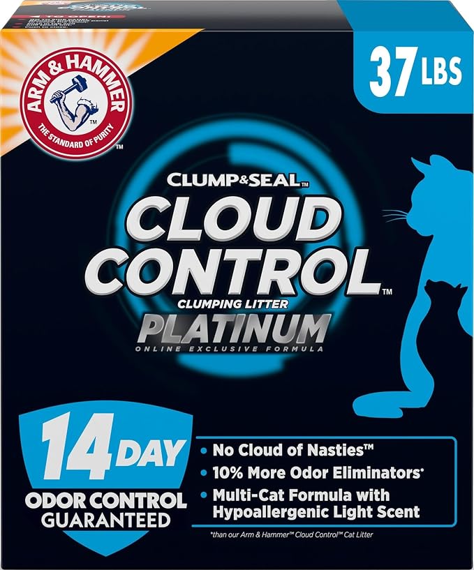 ARM & HAMMER Cloud Control Platinum Cat Litter, Multi-Cat, 37 lbs | Clumping Litter, Hypoallergenic, Dust-Free, 14-Day Odor Control by ARMHAMMER