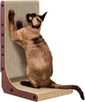 EHEYCIGA Cardboard Cat Scratcher for Indoor Cats, 19 Inch, Dark Brown | L Shaped Scratching Post, Vertical Cat Scratching Board with Ball Cat Toy, Furniture Protector, Kitten Cat Scratch Pad by EHEYCIGA