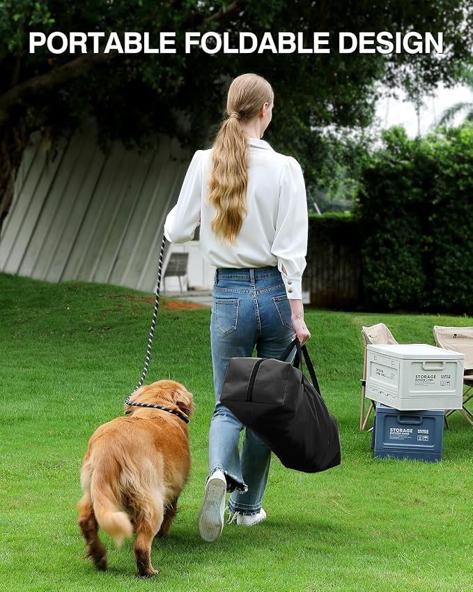 Veraste 42" Soft Collapsible Travel Dog Crate for Large Dogs,Black | 4-Door Foldable Travel Crate,breathable mesh, foldable with storage bag - Image 8