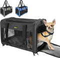 Cat Carrier 20"x13"x13", Foldable Soft-Sided Travel Pet Bag | Designed for cats and small pets with sturdy frame support, breathable mesh and seat belt compatibility for safe car travel. by KISFLY