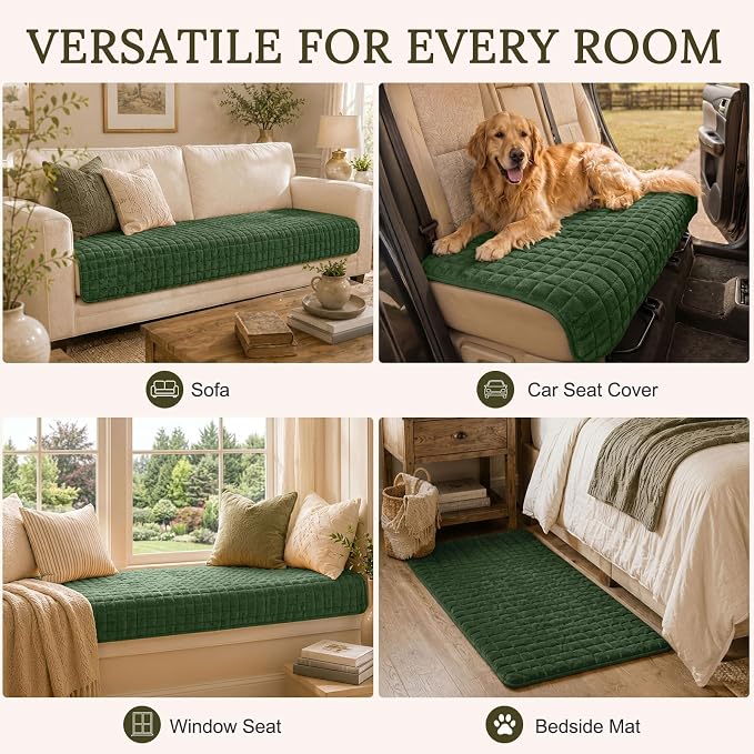 Smiry Velvet Couch Cover for Dogs, Non Slip Soft Sofa Protector for Pets | Washable Sofa Cover for Cats, Furniture Protector Against Pet Hair, Scratches, Fits Sectional Sofa(Dark Green, 36"x82.7") - Image 7