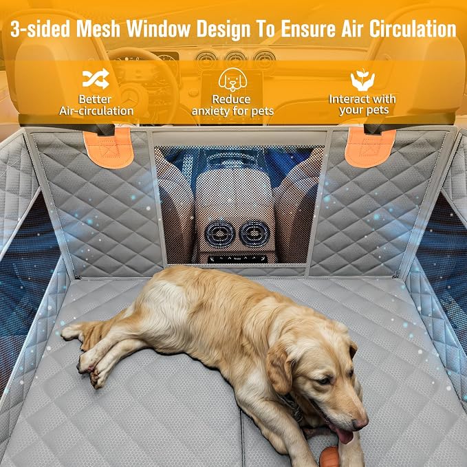PETICON Large Dog Car Seat, Back Seat Extender for Dogs with Hard Bottom | Waterproof Medium Carseat for Dogs with 3 Mesh Windows, Pet Seat Cover for Cars, Trucks and SUVs - Image 7