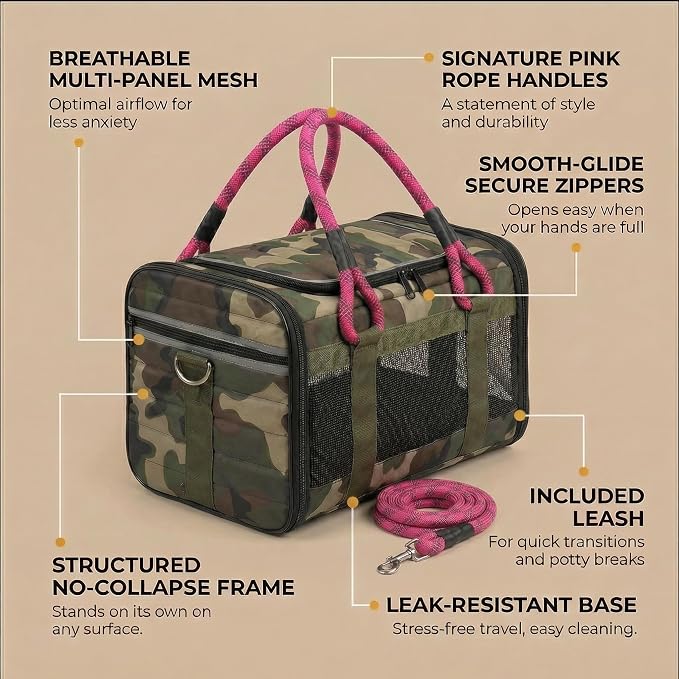 Soft-Sided Dog & Cat Carrier | for Car Rides, Vet Visits, Errands & Daily Outings | Fits Small Dogs & Cats Up to 15 lbs | 18" L x 11.5" H | Yorkies, Chihuahuas & More - Image 2