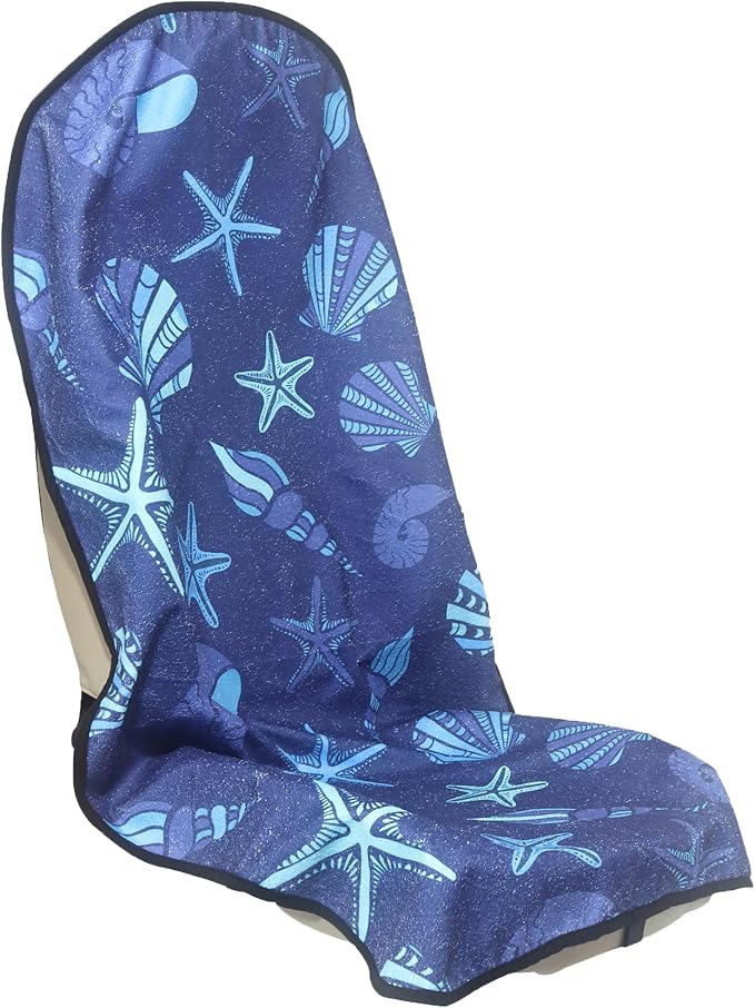 Car Seat Cover Protector Front Seats,for Gym Workout,Running,Swimming,Beach and Hiking,Waterproof Sweat Towel Bucket Seat Covers for Cars SUV Trucks (Conch Shells Starfish, 1Pcs) by LoyaGour