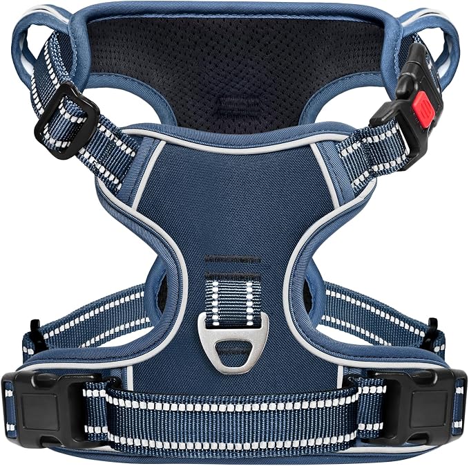 Timos Dog Harness, No Pull Large Sized with 3 Buckles, Royal Blue, XL | Reflective, No Choke, Easy On & Off, Adjustable Soft Padded, Front & Back 2 Clips and Control Handle for Walking Training - Image 9