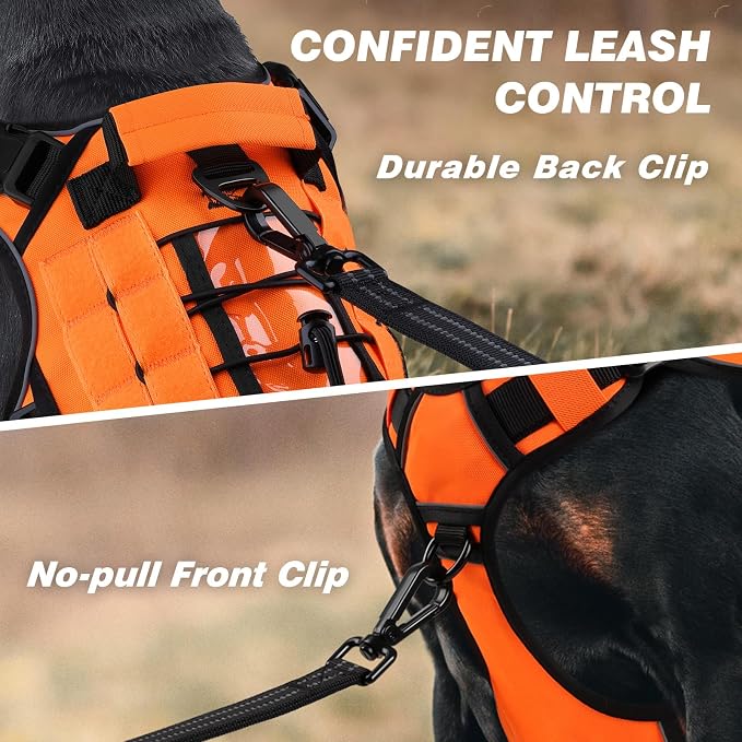 WINGOIN Orange Tactical Dog Harness for Medium Dogs,No Pull Dog Harness | Heavy Duty with Handle,Adjustable Reflective,Military K9 Pet Vest,for Pitbull Female Male,for Walking Training Hiking Hunting - Image 2