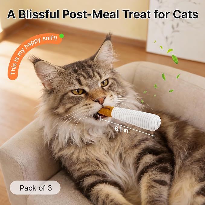 Potaroma 3-Pack Catnip Cat Toys, 15,000mg A+ Pure Kitten Kickers | Funny plush sticks for indoor cats to chew, hug, wrestle and bat; cute for kittens and bored adult cats. - Image 6