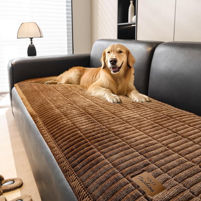 Couch Covers for Dogs, Velvet Dog Couch Cover, Pet Couchs Covers for Loveseat, Couchs Protector for Dogs, Sofa Cover for Pets Washable(1PC, Dark Brown, 27.6"×70.9", 2-3 Seater) by PJLZJFBY