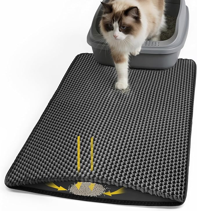 Cat Litter Mat 24x30 Inches, Honeycomb Double Layer Litter Trapping Mat, Waterproof Leakproof Urine Proof Cat Litter Box Mat for Cat Litter Box Area, Floor, Kitty Litter Rug by Unknown
