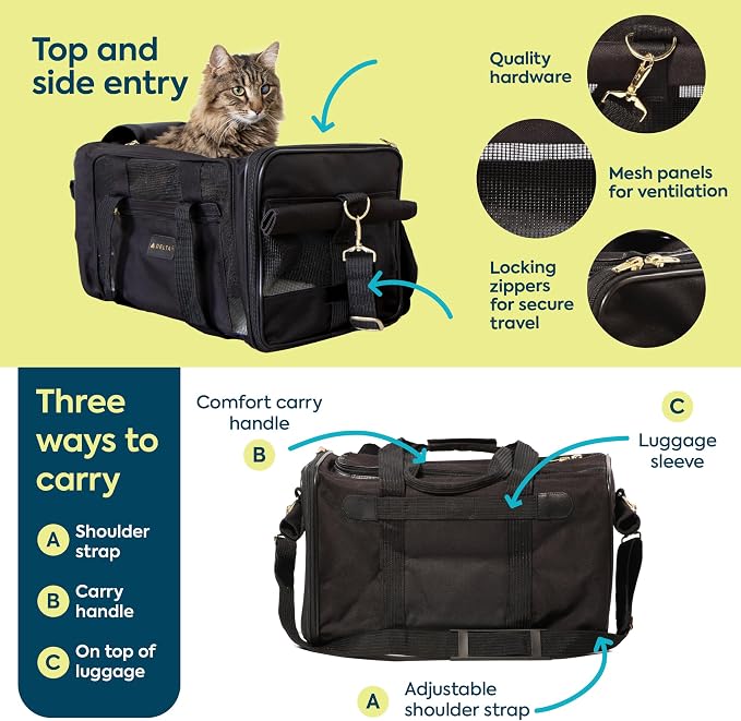 Sherpa Delta Airlines Travel Pet Carrier, Airline Approved & Guaranteed On Board - Black, Medium - Image 4