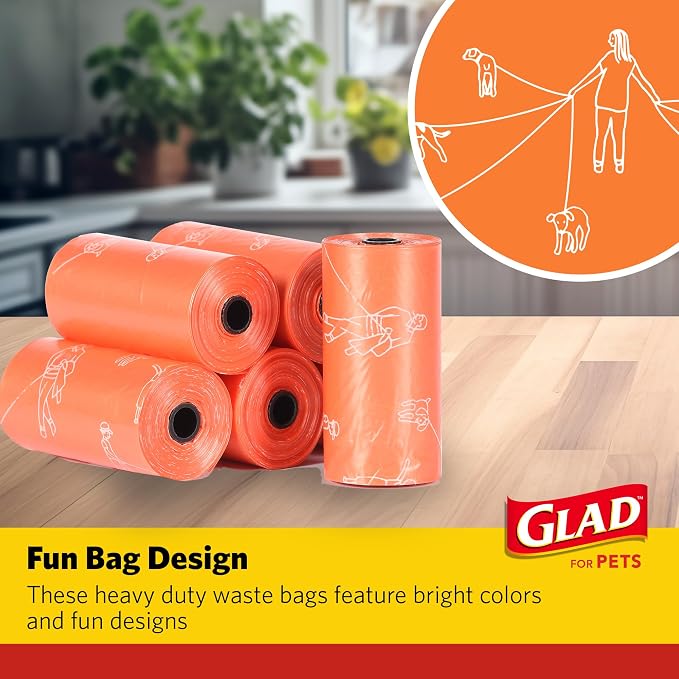 Glad for Pets Scented Dog Waste Bags, Tropical Breeze Scent, 240 Count | Tear-resistant and leak-resistant, heavy-duty design, 16 rolls, for easy daily waste cleanup, dogs, cats - Image 5