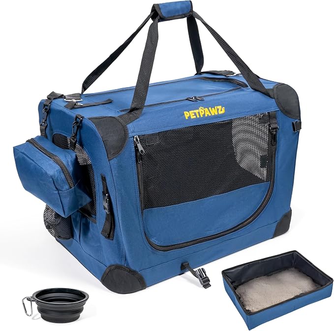 Soft Pet Carrier & Dog Carrier with Travel Litter Box & Collapsible Bowl 24x17x17 – Large Cat Carrier & Small Dog Crate for Car, Vet Visits, Home & Traveling by Unknown