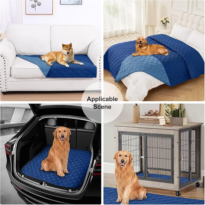Smiry Reversible Waterproof Pet Couch Covers for Sofa | Washable Dog Couch Sofa Covers, Water Resistant Furniture Protector Slipcover, Geometric (30"x53", Navy/Blue) - Image 7