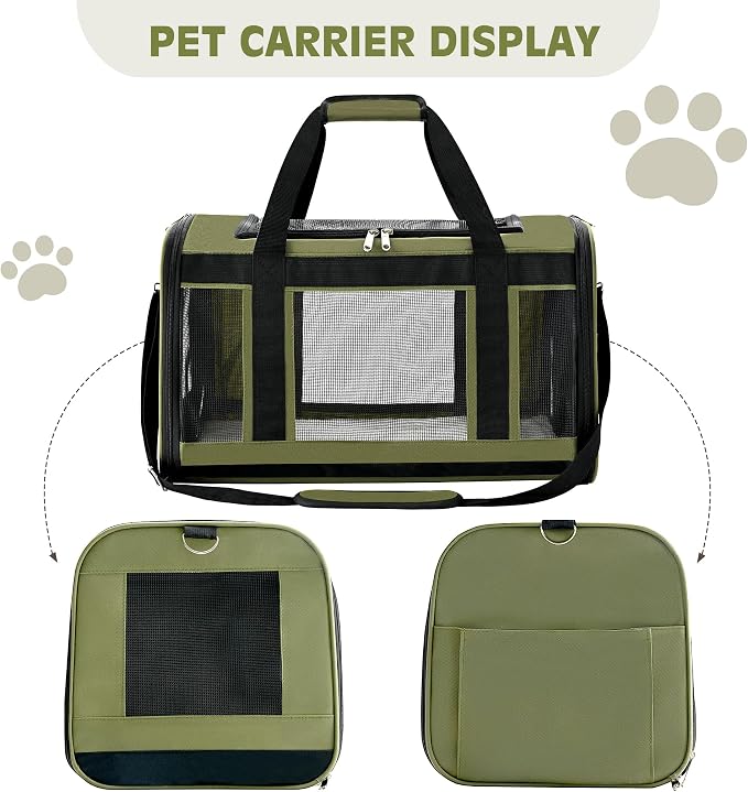 Extra-Large Cat Carrier, Soft-Sided Collapsible Pet Carrier up to 22 lbs | Dog Carrier with Breathable Mesh, Spacious Interior for Big/Medium Cats and Small Dogs, Car Travel Vet Visit - Image 5