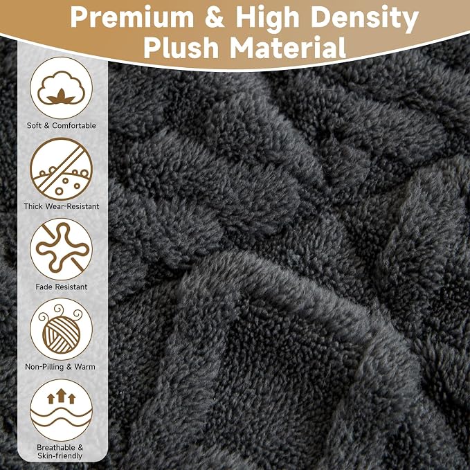 OTOB Couch Cover for Dogs Washable Pet Friendly, Non Slip Plush Fuzzy Love Seat Couch Covers Sofa Slipcovers, Geometric Jacquard Soft Pet Cushion Mat Furniture Protector (Dark Gray, 27.6" x 59.1") - Image 3