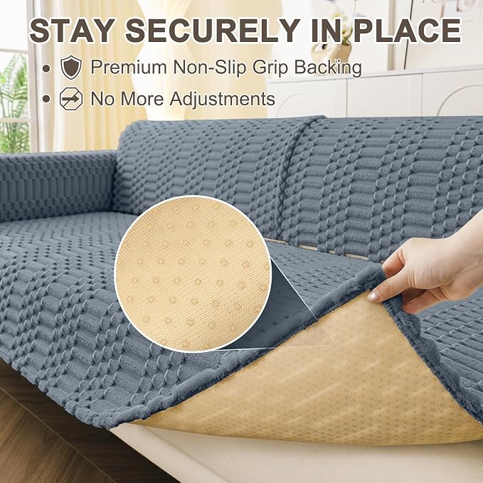 Smiry Waterproof Couch Covers for Dogs Washable, Non Slip Pet Sofa Cover | Plush Scratch Resistant Flannel Furniture Protector for Dogs, Grey, 36" x 82.7" - Image 4