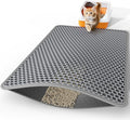 Powools Cat Litter Mat, Double-Layer, 46 x 35 in, Urine-Proof, Grey | Non-Slip Litter Trapping Mat, Easy to Clean, Kitty Litter Mats for Floor, Scatter Control, Waterproof Litter Box Mat for Cats by Powools