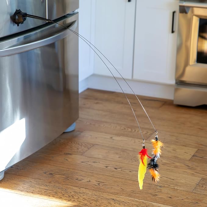 Cat Toys For Indoor Cats: Interactive Cat Toy Wand, 9 Feathers Wand Lures | Sturdy floor base prevents aggressive toppling, Secure suction cups to glass windows, Swap feather lures for daily variety - Image 9