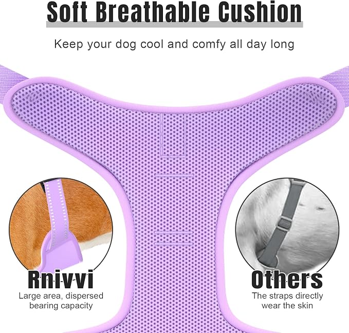 Rnivvi No Pull Dog Harness, Cute Reflective Medium Sized Puppy Kitten Harness, Adjustable Soft Padded Vest for Medium Dogs, Heavy Duty Pet Vest with Easy Control Handle for Walking, Purple - Image 4