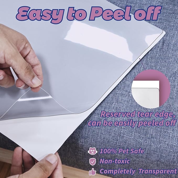 Anti Cat Scratch Furniture Protector 12-Pack Single-Sided, Heavy-Duty Self-Adhesive Tape, No Residue for Couch, Doors & Walls NO PINS - Image 4