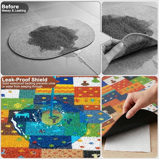 Bienbee Cat Litter Mat, 24" x 15" Dense Trapping Mesh for Litter Boxes | Litter Box Mat with PVC Mesh, Waterproof &Urineproof, Non-Slip Grip, Soft On Kitty Paws and Easy to Clean to Protect Floor - Image 3
