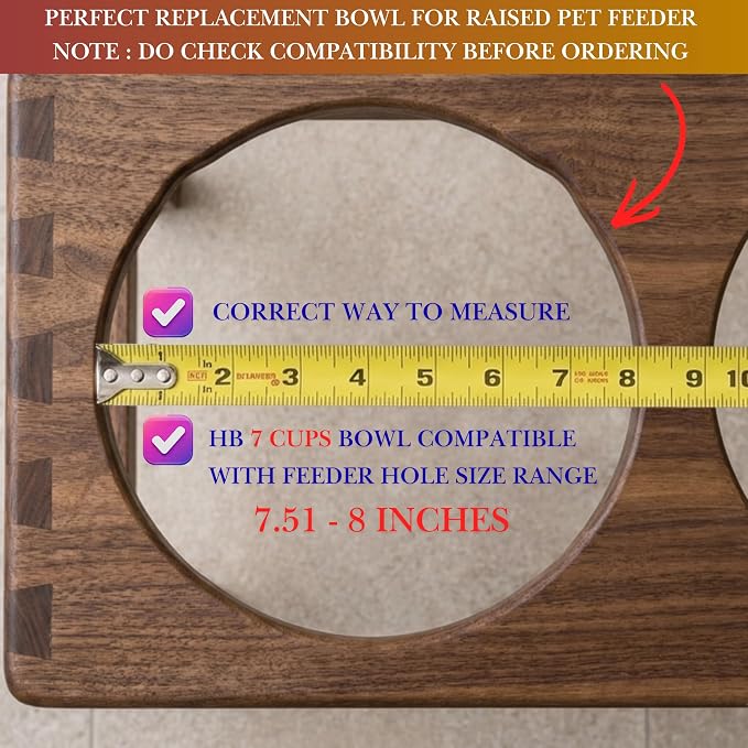 Pet Feeder Stainless Steel Dog Bowls Replacement 8" Diameter 2-Pack | Food Bowl, Water Metal Bowls 7 Cups for Raised Feeder with Opening 7.5"- 8" - Image 3