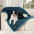 Luciphia Waterproof Dog Blanket, Reversible Sherpa Fleece for Couch Cover | Reversible waterproof pet blanket with soft Sherpa fleece; machine washable, protect couch bed car, Navy-thicken 65" x 57" by luciphia