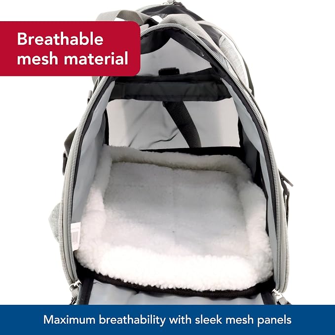 Coastal Pet Bergan Comfort Carrier - Breathable Travel Carrier for Dogs & Cats - Heather Grey, 19" x 10" x 13" - Image 4