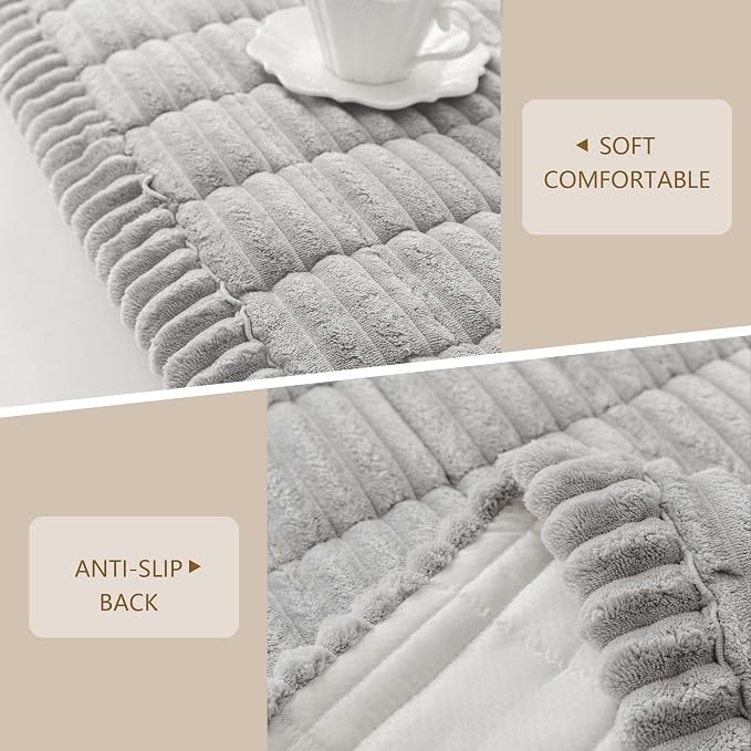 MEETSKY Couch Arm Covers for Dogs, Non Slip Plush Chair Covers Washable | Plush Sofa Protector, Pet Hair & Scratch Protection for Armrest/Backrest, Against Fur, Dirt, Light Grey, 27.6" x 27.6" - Image 4