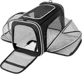 TSA Airline Approved Large Pet Travel Carrier,4 Sides Expandable with 2 Mesh Pockets,3 Entry, Soft Sided Collapsible Dog Carrier for 2 Cats,Kittens,Puppies,Dog, X-Large, Black & White by MASKEYON