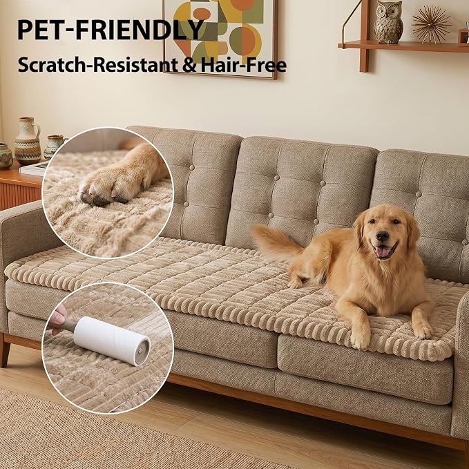 Fixwal Waterproof Flannel Dog Couch Cover, 27.6" x 47", Coffee | Integrated TPU Barrier, Non-Slip Backing, Machine Washable, Pet Friendly, Easy Clean Pet Hair, Soft Sofa Cushion Protector - Image 6