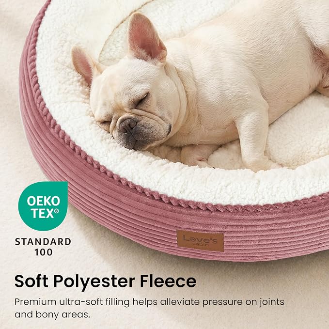 Love's cabin Round Donut Cat and Dog Cushion Bed, 30in Pet Bed for Medium or Large Dogs, Anti-Slip & Water-Resistant Bottom, Soft Durable Fabric Pet Beds, Washable Calming Cat Bed, Dusty Rose - Image 7