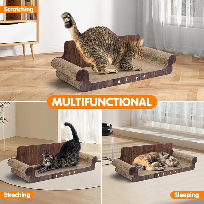 Extra Large Cat Scratcher Bed, 32 Inch Cat Scratching Board Cat Couch, Durable Cardboard Cat Scratcher Lounger, Modern Stylish Cats Bed for Indoor Cats, Furniture Protector - Image 7