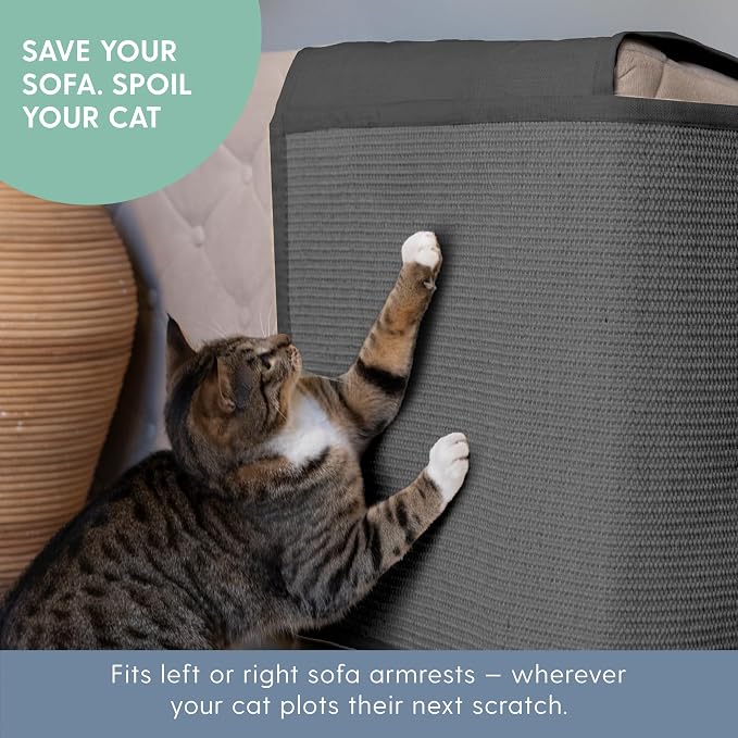 The Cat Ladies Cat Scratch Furniture Protector - 2-in-1 Side Anti Scratch Couch Protector - Adjustable Furniture Protectors from Cats Scratching - Sisal Couch Corner Guard Scratcher - Dark Grey - Image 2