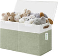 Bagnizer Large Toy Storage Box with Lids, Collapsible Sturdy Baby Storage Organizer Chest Bin Basket for Kids, Boys, Girls, Playroom, Nursery, Bedroom, Closet 25"x13"x16" (Green and White) by Bagnizer