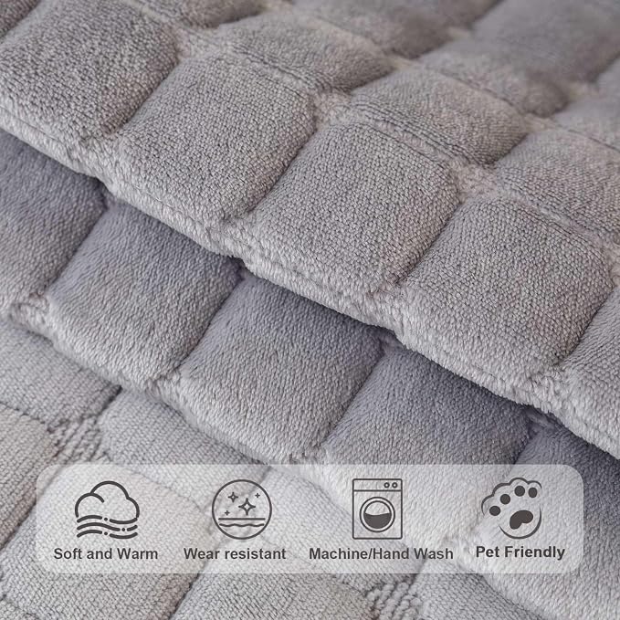 Velvet Washable Couch Cover for Pets Dogs, Non Slip Sectional Sofa Covers for 3 Cushion Couch Sofa L Sharped Sofa Slipcovers, Furniture Protector (1 PCS 36"x82",Light Grey) - Image 4
