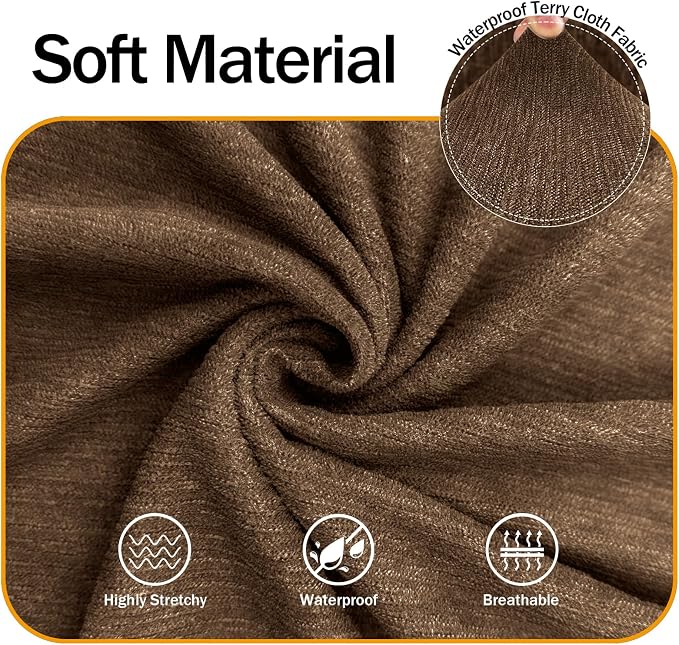 Waterproof Stretch Spandex Chair Sofa Slipcover - Non-Slip Soft Couch Cover with Elastic Bottom, Washable Leakproof Furniture Protector for Kids, Pets, Dogs & Cats (Chair, Chocolate) - Image 5