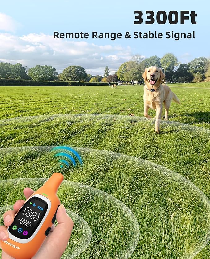 2-in-1 Dog Shock Collar and Bark Collar for Dogs – 3300FT Dog Training Collar with Remote, IP67 Waterproof e Collar with Anti-Bark/Beep/Vibration/Shock Modes for Small Medium Large Dog(8-120Lbs) - Image 4