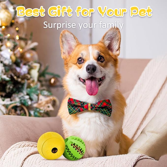 HIPPIH Dog Puzzle Toy 2 Pack, Interactive Dog Toys for Treat Dispensing | Durable Puppy Enrichment Toys, Dog Treat Ball for Teething, Slow Feeder, IQ Training, Green-2.75'', Yellow-3.14'' - Image 8