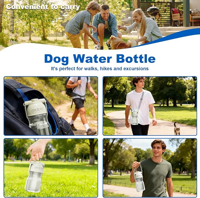 Amerisun Dog Water Bottle, 16.9 OZ Collapsible Leak-Proof Pet Water Bowl | Collapsible Water Bottle,Suitable for Dog, Cat, Puppy, Guinea Pig, Hamster & Bunny. Ideal for Walking, Hiking（A012B-White） - Image 5