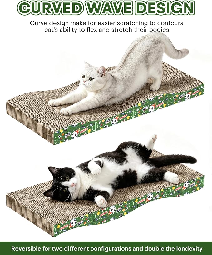 2 Pack Cat Scratching Board World Cup Design, Double-Sided Use | Corrugate Cat Scratcher Pads for Indoor Cats with Catnip, Cat Scratch Pad with Premium Scratch Textures Design - Image 4