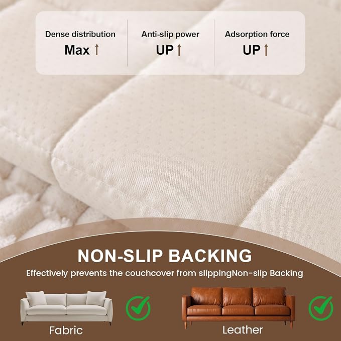 OTOB Couch Cover for Dogs Washable Non Slip Pet Couch Covers Sofa Protector | Cream, 27.6" x 59.1", Fuzzy Soft Plush, Pet Friendly, All Seasons, Breathable, Modern, Wear-Resistant, Loveseat Covers - Image 5