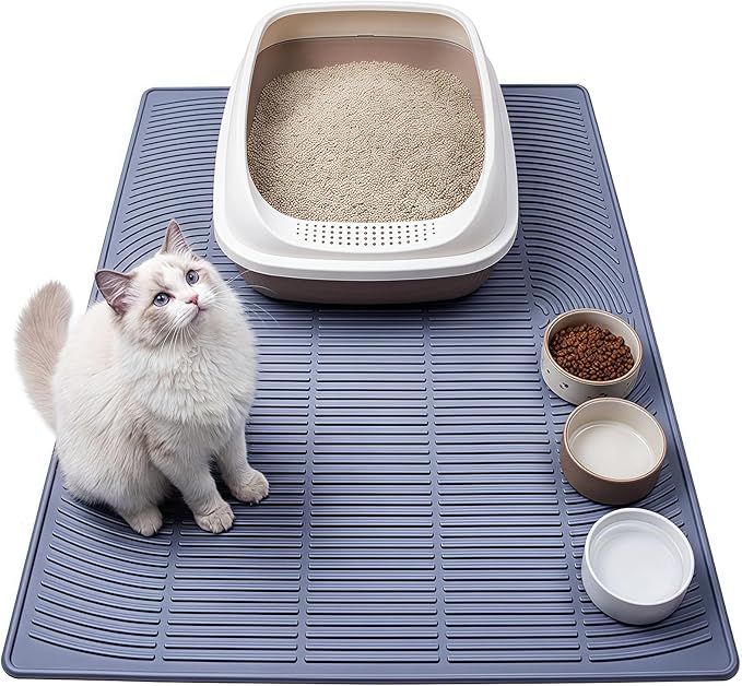 Extra Large Cat Litter Mat 47" x 35" Silicone Litter Trapping Mat for Scatter Control, Catcher for Kitty Litter, Non-Slip Waterproof Floor Protector, Easy to Clean, Gray by Unknown
