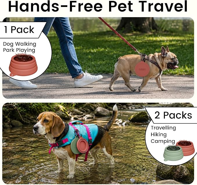 OHMO Spill Proof Collapsible Dog Bowl, 34oz Portable Dog Water Bowl | Low Center Gravity Stability, Tapered Splash Control, Foldable, Dishwasher Safe, Dog Travel Essential, Erythrinus - Image 8