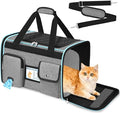 HUANLANG Large Cat Carrier Soft Sided Travel Pet Carrier Airline Approved | Dog Carriers for Small Dogs Medium Cats,Collapsible,3 Storage,zipper lock,Reflective strips,Luggage Strap, Up to 15 Lbs, Grey by HUANLANG