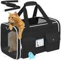 HUANLANG Large Cat Carrier Soft Sided Travel Pet Carrier Airline Approved | Dog Carriers for Small Dogs Medium Cats,Collapsible,3 Storage,zipper lock,Reflective strips,Luggage Strap,Up to 15 Lbs, Black by HUANLANG